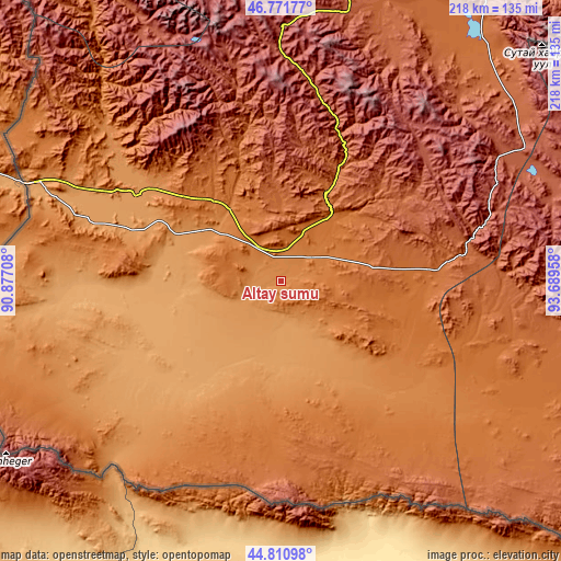 Topographic map of Altay sumu