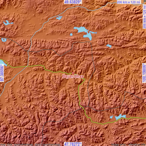Topographic map of Bayan-Uhaa