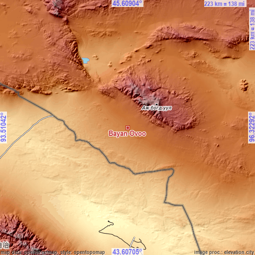 Topographic map of Bayan-Ovoo