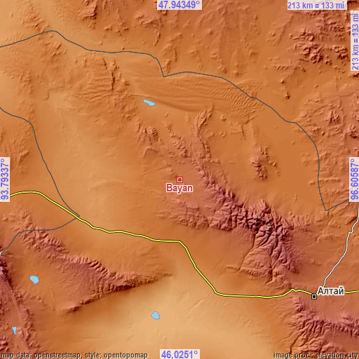 Topographic map of Bayan