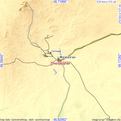 Topographic map of Zhezqazghan
