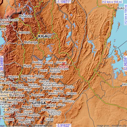 Topographic map of Ngara
