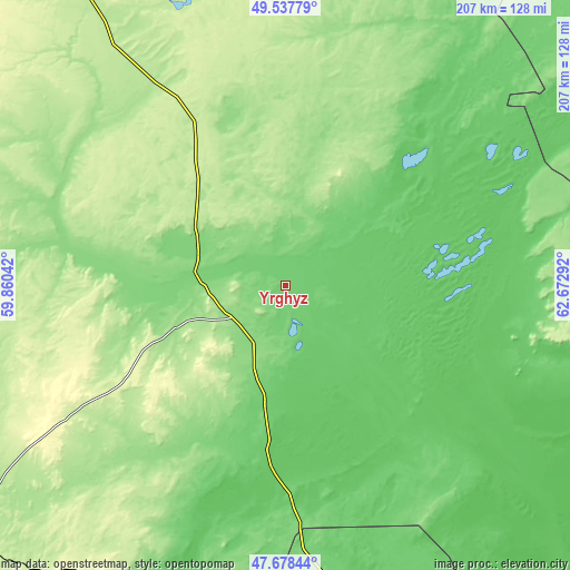 Topographic map of Yrghyz