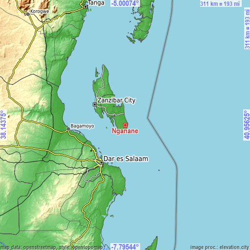 Topographic map of Nganane