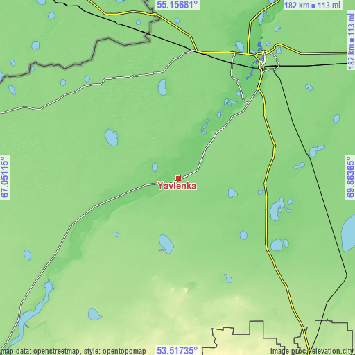 Topographic map of Yavlenka