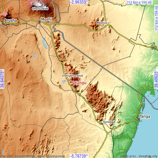 Topographic map of Ndungu