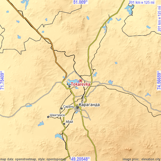 Topographic map of Tokarevka