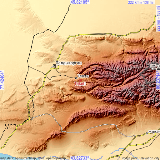 Topographic map of Tekeli