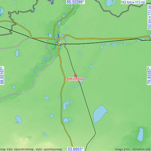 Topographic map of Smirnovo