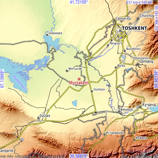 Topographic map of Myrzakent