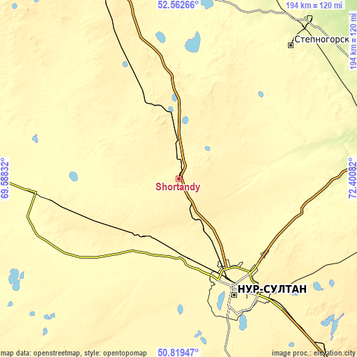 Topographic map of Shortandy