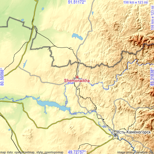 Topographic map of Shemonaīkha