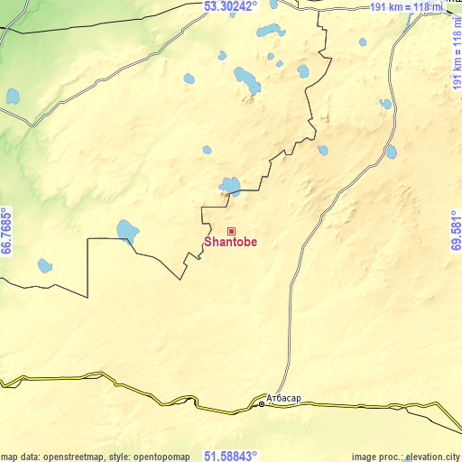 Topographic map of Shantobe