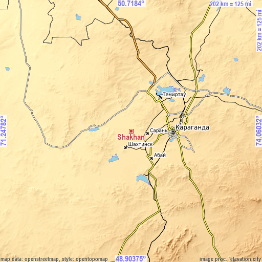 Topographic map of Shakhan