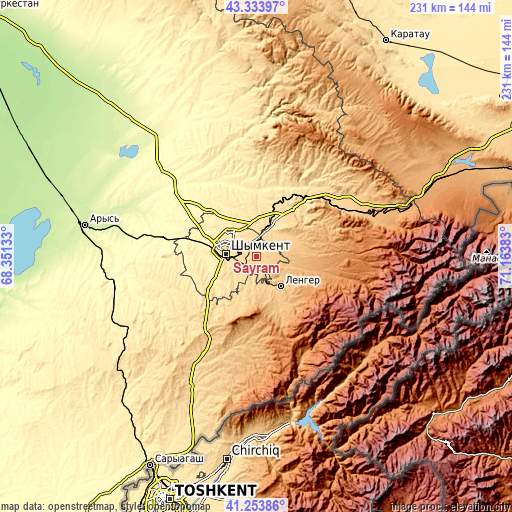 Topographic map of Sayram