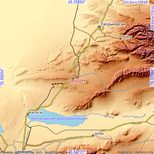 Topographic map of Saryozek
