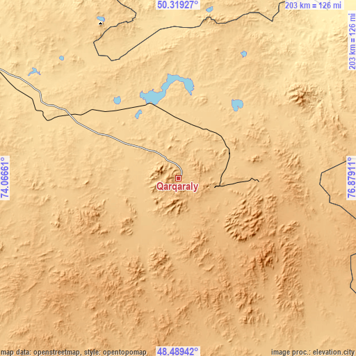 Topographic map of Qarqaraly