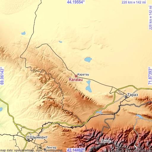Topographic map of Karatau