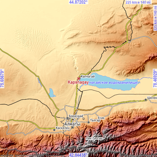 Topographic map of Kapshagay