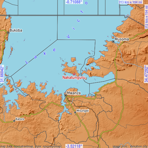 Topographic map of Nakatunguru