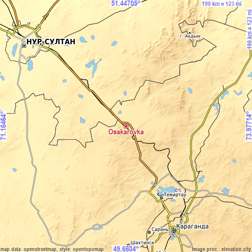 Topographic map of Osakarovka