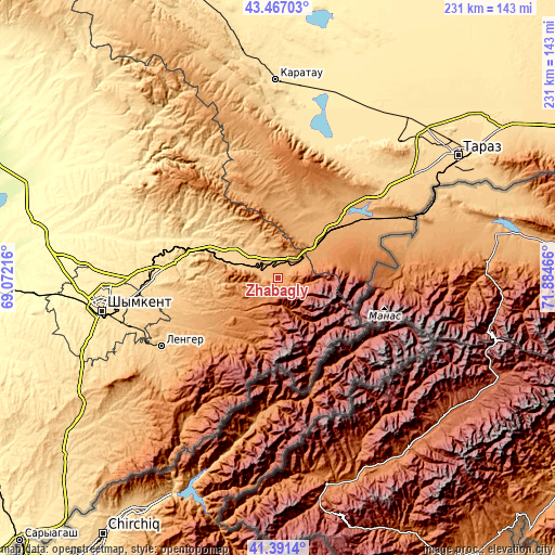Topographic map of Zhabagly