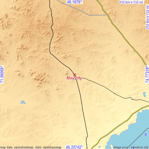 Topographic map of Moyynty