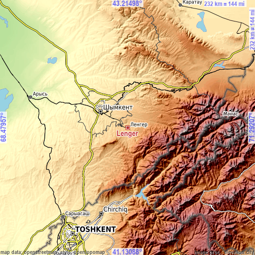 Topographic map of Lenger