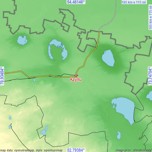 Topographic map of Kzyltu