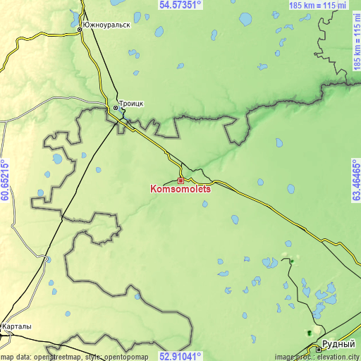 Topographic map of Komsomolets