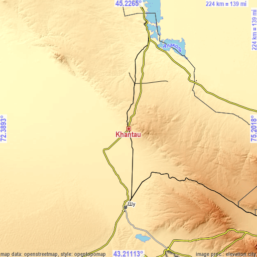 Topographic map of Khantaū