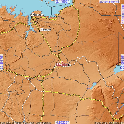 Topographic map of Mwadui