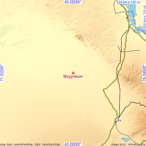 Topographic map of Moyynkum