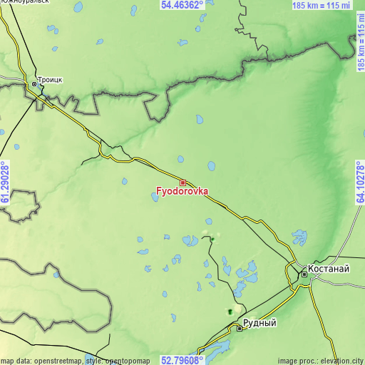Topographic map of Fyodorovka