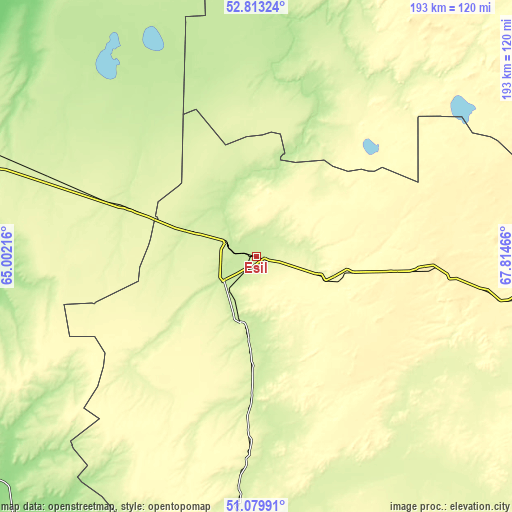 Topographic map of Esil