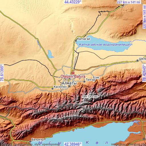 Topographic map of Otegen Batyra