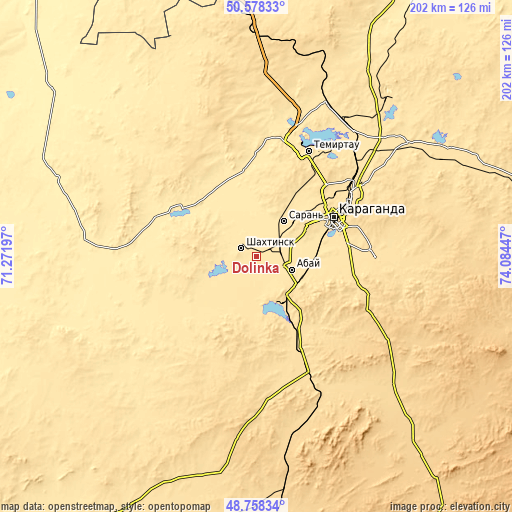 Topographic map of Dolinka