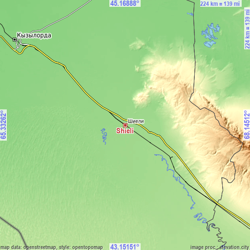 Topographic map of Shīeli