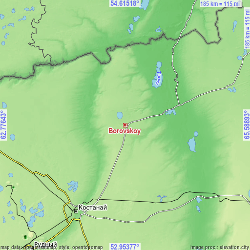 Topographic map of Borovskoy