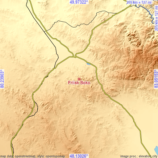 Topographic map of Priisk Boko