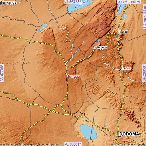 Topographic map of Mungaa