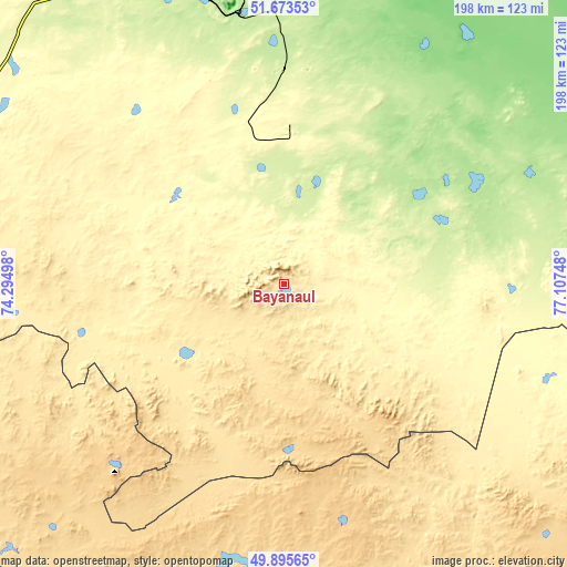 Topographic map of Bayanaul