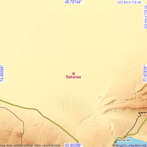Topographic map of Bakanas