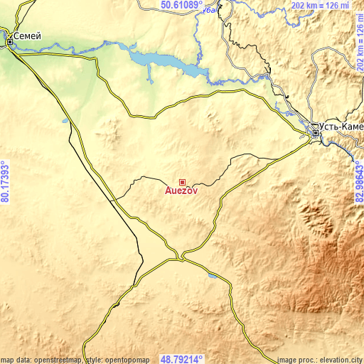 Topographic map of Auezov