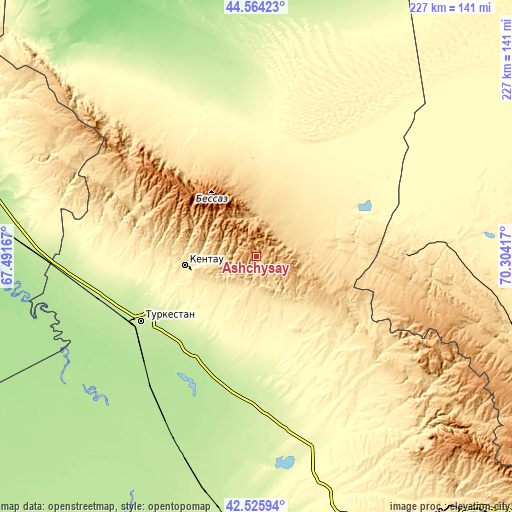 Topographic map of Ashchysay