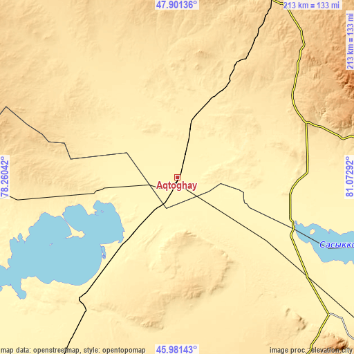 Topographic map of Aqtoghay