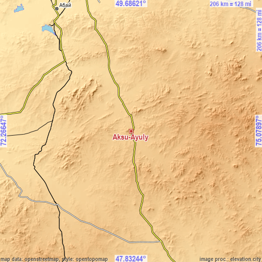 Topographic map of Aksu-Ayuly