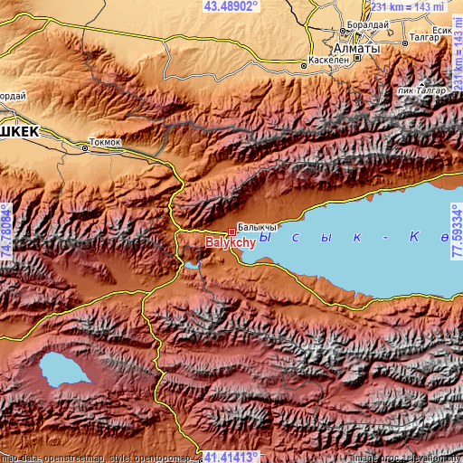 Topographic map of Balykchy