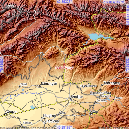 Topographic map of Tash-Kumyr