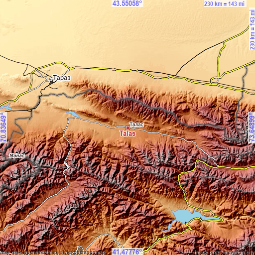 Topographic map of Talas